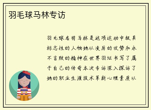 羽毛球马林专访